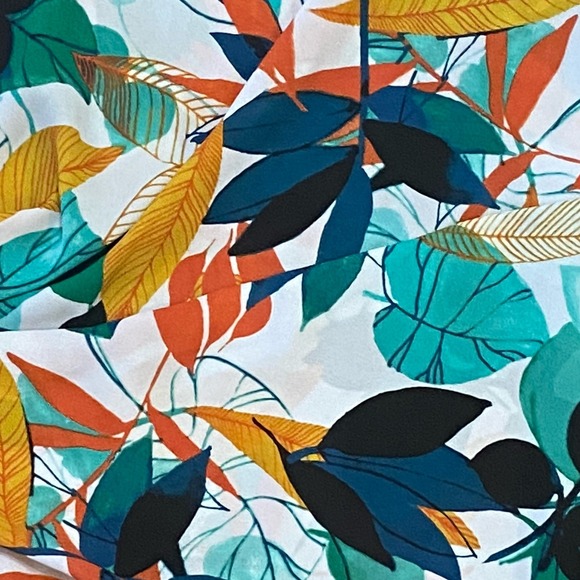 Worthington Women PXL Top Tropical Leaf Bold Print Short Sleeve Business Travel - Picture 4 of 11